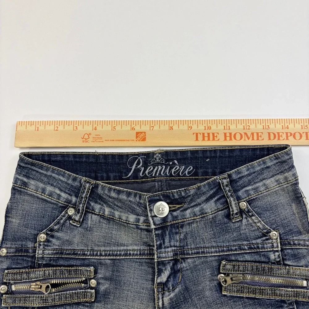 Rue21 Premiere Denim Skinny Jeans Womens 11/2 Blue Low Rise Zipper Pocket Y2K